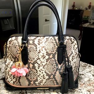 😍 Brahmin Sydney Satchel Pink/Black Snakeskin!
